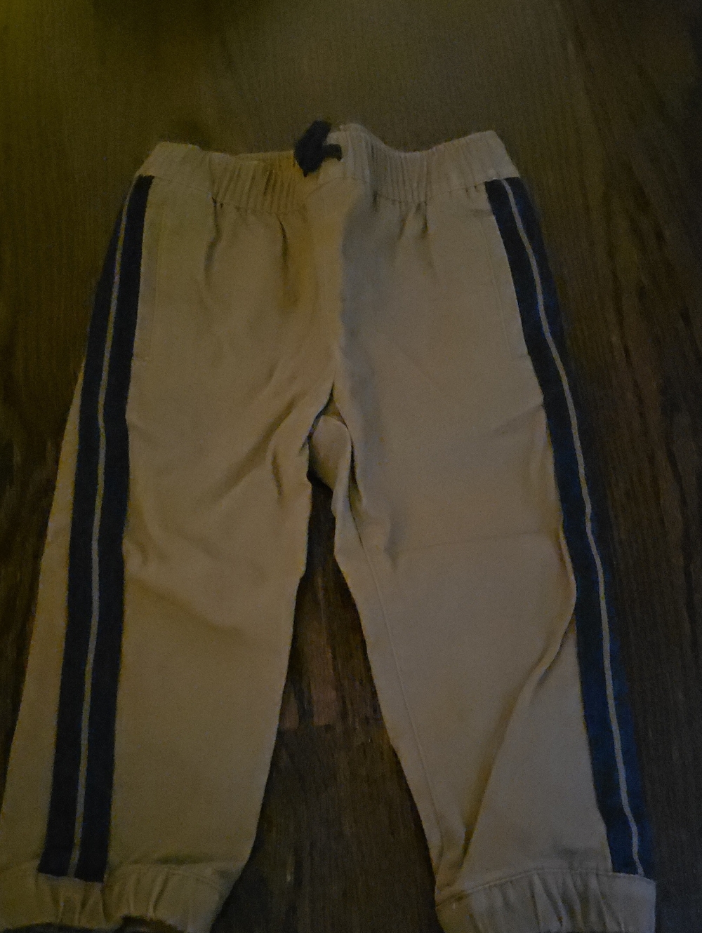 Janie and Jack Tan Joggers with Navy Side Stripes
